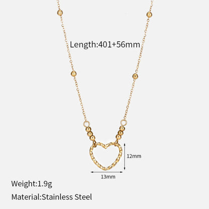 Wholesale Jewelry Simple Style Heart Shape 304 Stainless Steel Zircon 18K Gold Plated Plating Inlay Pendant Necklace