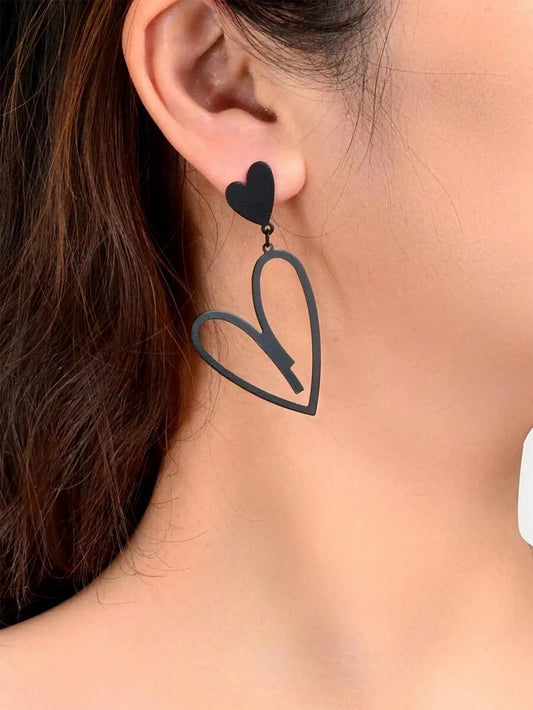 1 Pair Simple Style Heart Shape Alloy Drop Earrings