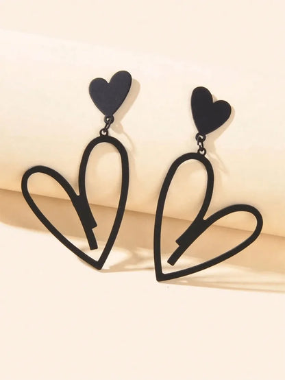 1 Pair Simple Style Heart Shape Alloy Drop Earrings