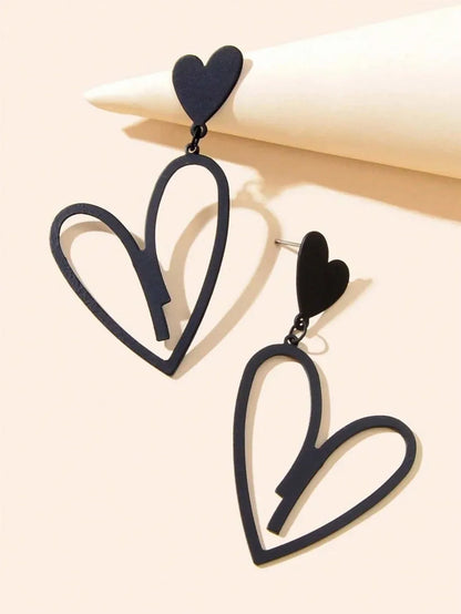 1 Pair Simple Style Heart Shape Alloy Drop Earrings