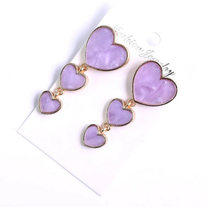 1 Pair Simple Style Heart Shape Alloy Drop Earrings