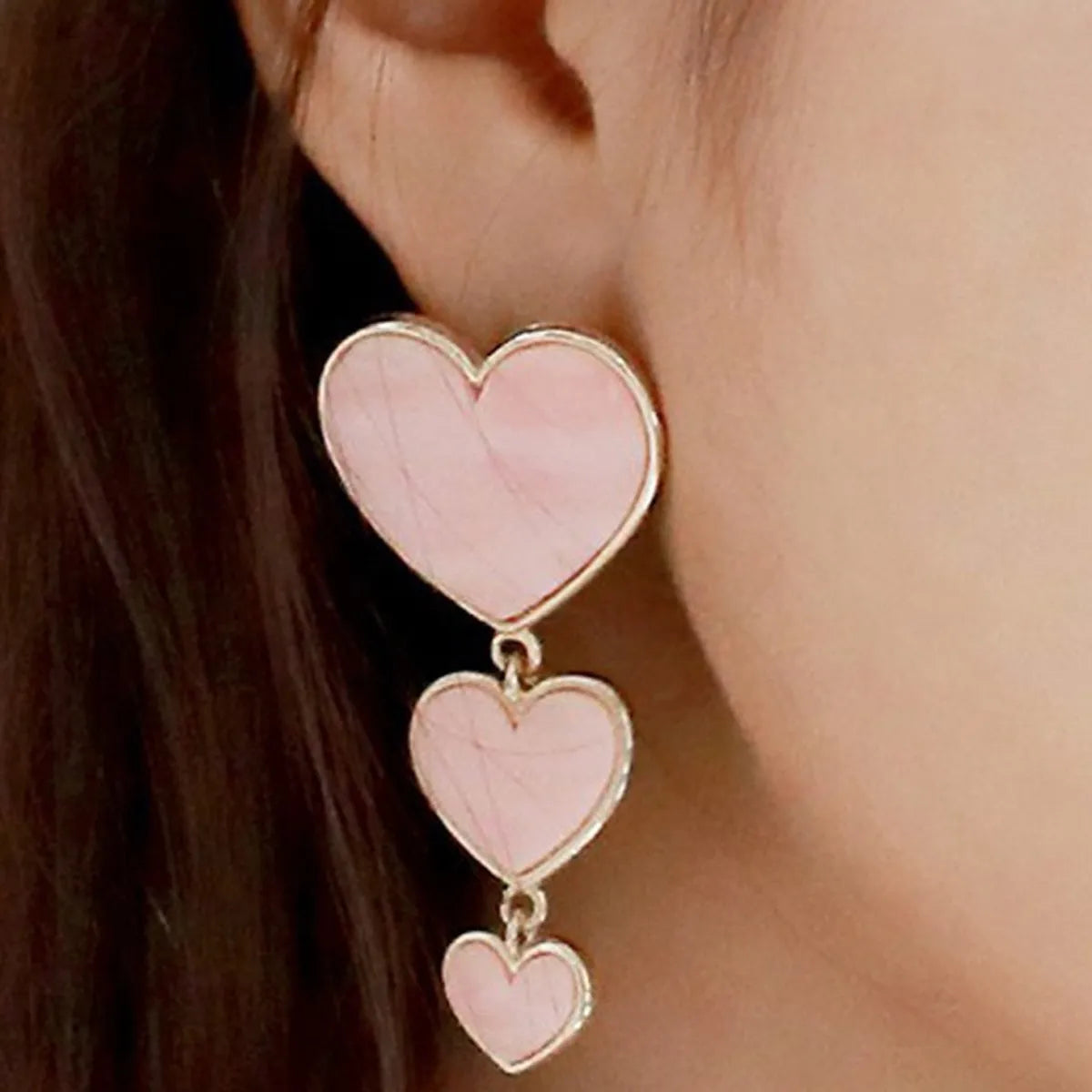 1 Pair Simple Style Heart Shape Alloy Drop Earrings