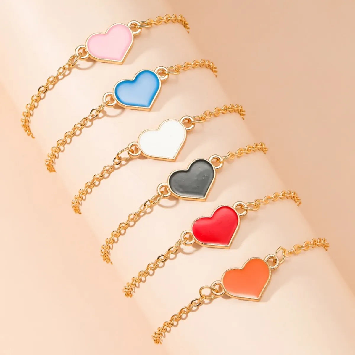 Wholesale Jewelry Simple Style Heart Shape Alloy Enamel Bracelets