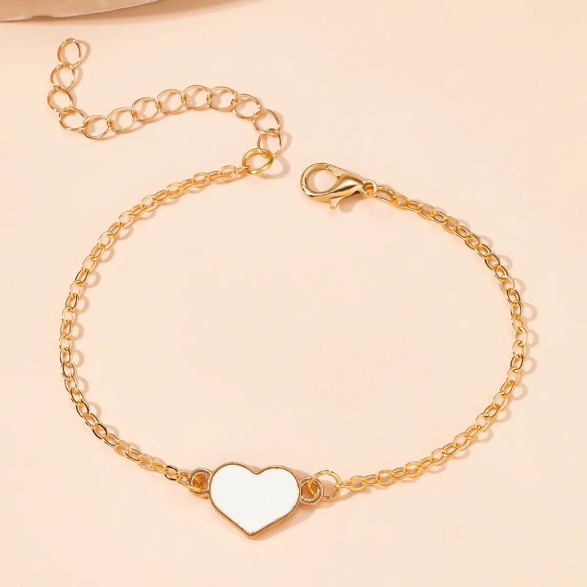 Wholesale Jewelry Simple Style Heart Shape Alloy Enamel Bracelets