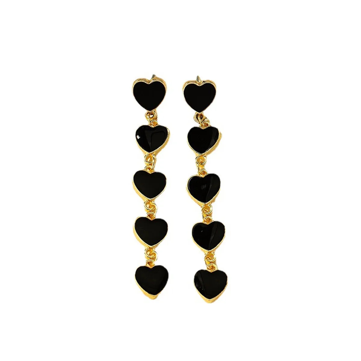 1 Pair Simple Style Heart Shape Enamel Alloy Drop Earrings Earrings