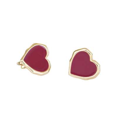 Wholesale Jewelry Simple Style Heart Shape Alloy Enamel Ear Studs