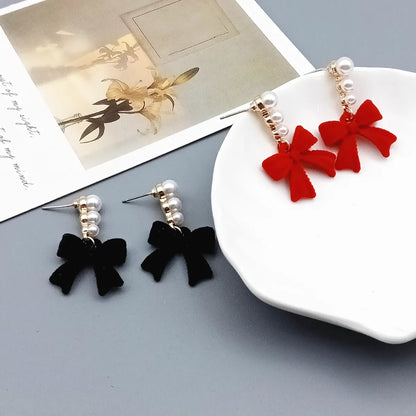 Wholesale Jewelry Simple Style Heart Shape Alloy Pearl Inlay Drop Earrings