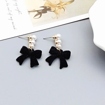 Wholesale Jewelry Simple Style Heart Shape Alloy Pearl Inlay Drop Earrings