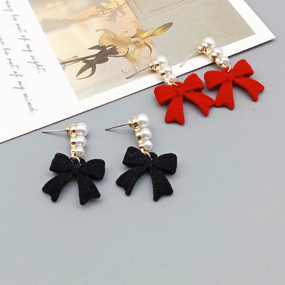 Wholesale Jewelry Simple Style Heart Shape Alloy Pearl Inlay Drop Earrings