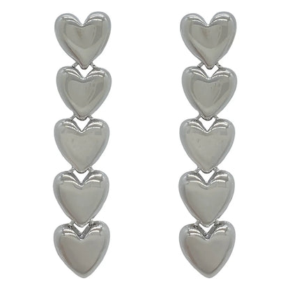 Wholesale Jewelry Simple Style Heart Shape Alloy Plating Drop Earrings