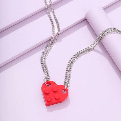 Wholesale Jewelry Simple Style Heart Shape Alloy Resin Pendant Necklace