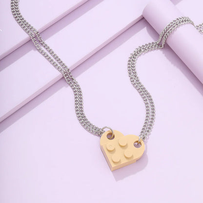 Wholesale Jewelry Simple Style Heart Shape Alloy Resin Pendant Necklace