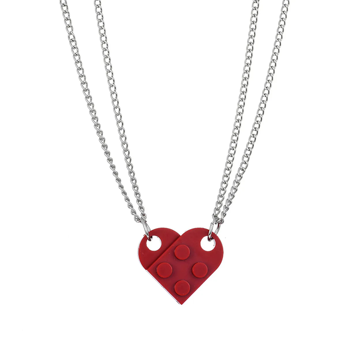 Wholesale Jewelry Simple Style Heart Shape Alloy Resin Pendant Necklace