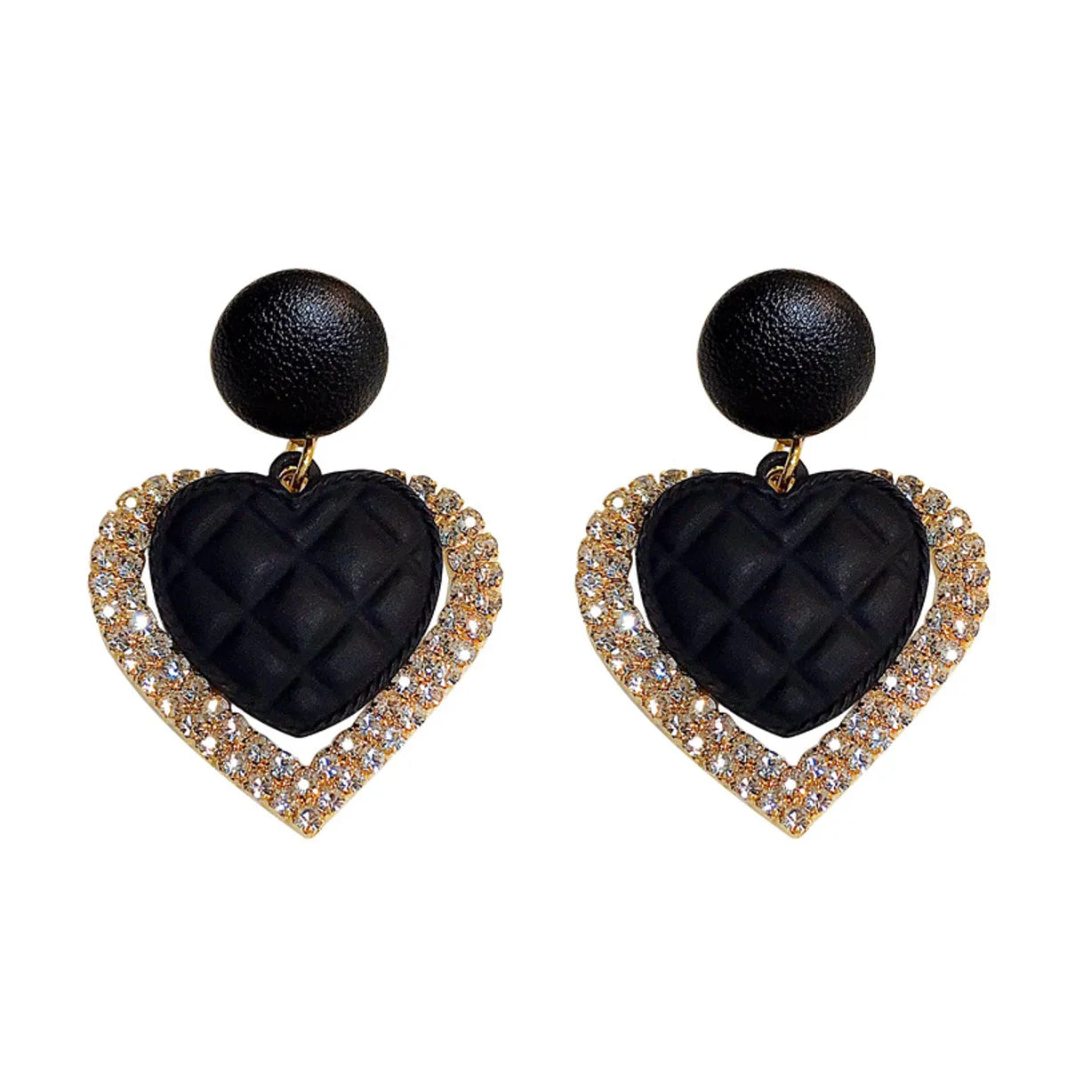 1 Pair Simple Style Heart Shape Stoving Varnish Alloy Rhinestones Drop Earrings