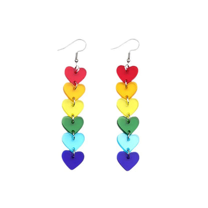 Wholesale Jewelry Simple Style Heart Shape Arylic Printing Drop Earrings