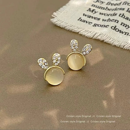 Wholesale Jewelry Simple Style Heart Shape Flower Opal Artificial Gemstones Plating Inlay Ear Studs