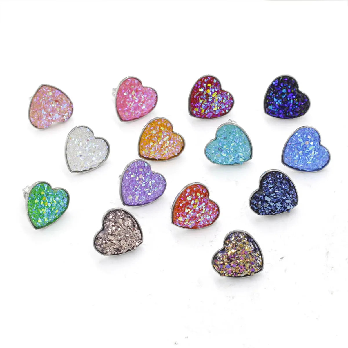 1 Pair Simple Style Heart Shape Stainless Steel Resin Ear Studs