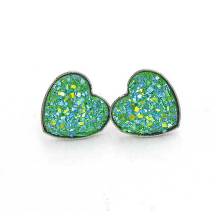 1 Pair Simple Style Heart Shape Stainless Steel Resin Ear Studs