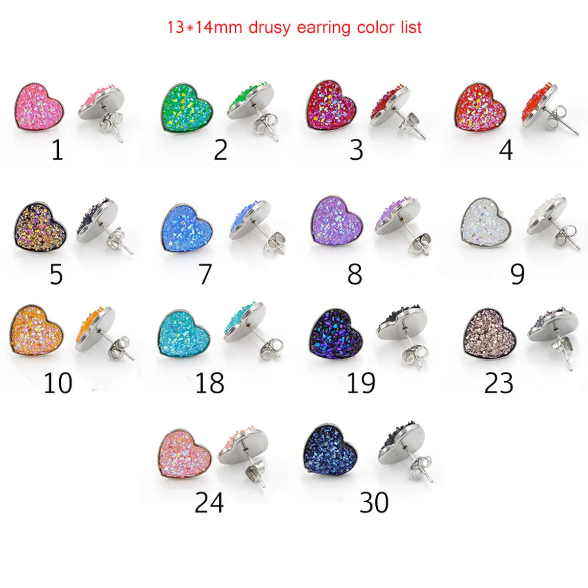 1 Pair Simple Style Heart Shape Stainless Steel Resin Ear Studs