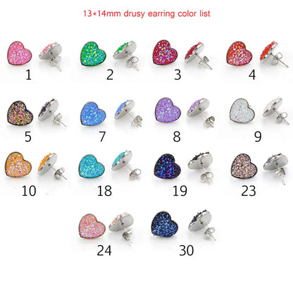 1 Pair Simple Style Heart Shape Stainless Steel Resin Ear Studs