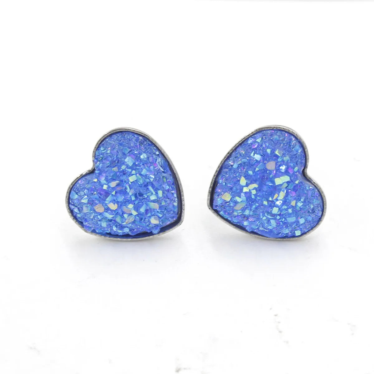 1 Pair Simple Style Heart Shape Stainless Steel Resin Ear Studs