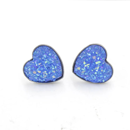 1 Pair Simple Style Heart Shape Stainless Steel Resin Ear Studs