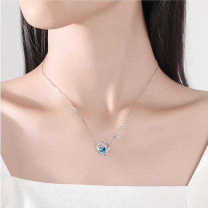 Wholesale Jewelry Simple Style Heart Shape Sterling Silver Crystal Inlay Earrings Necklace