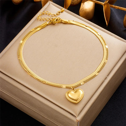 Wholesale Jewelry Simple Style Heart Shape Titanium Steel Anklet