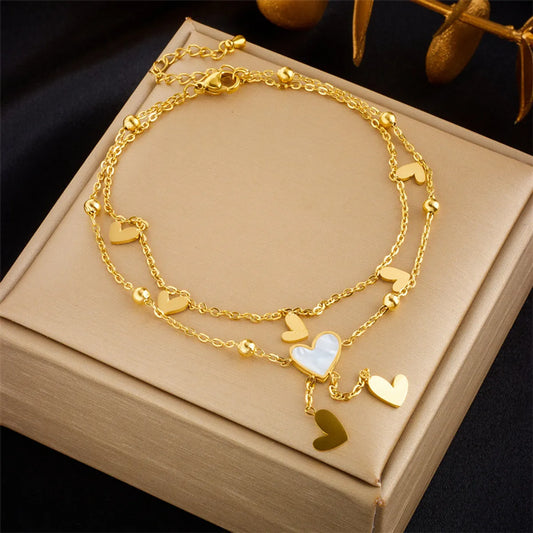 Wholesale Jewelry Simple Style Heart Shape Titanium Steel Anklet