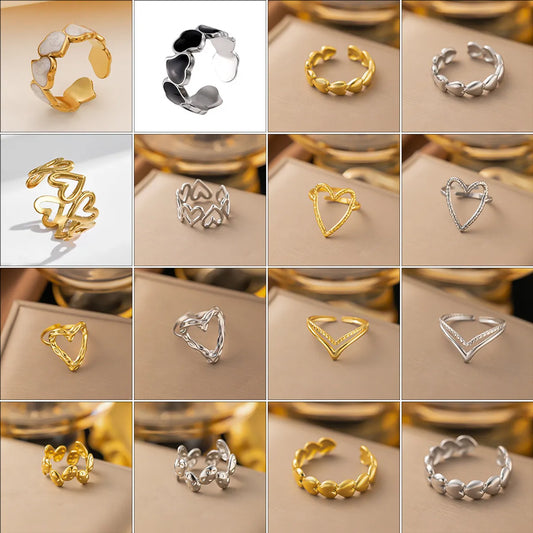 Wholesale Jewelry Simple Style Heart Shape Titanium Steel Plating Rings