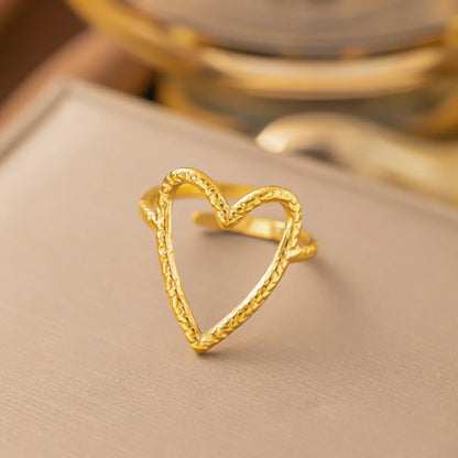 Wholesale Jewelry Simple Style Heart Shape Titanium Steel Plating Rings