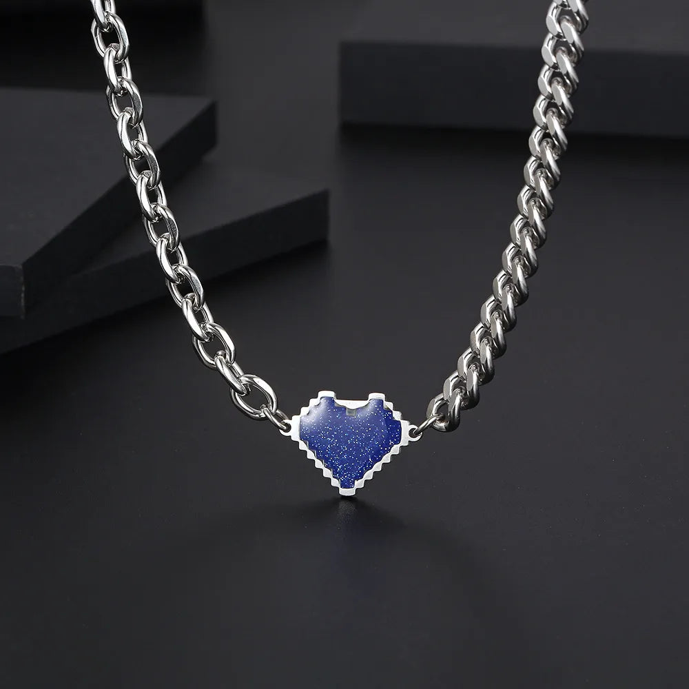 Wholesale Jewelry Simple Style Heart Shape Titanium Steel Polishing Pendant Necklace