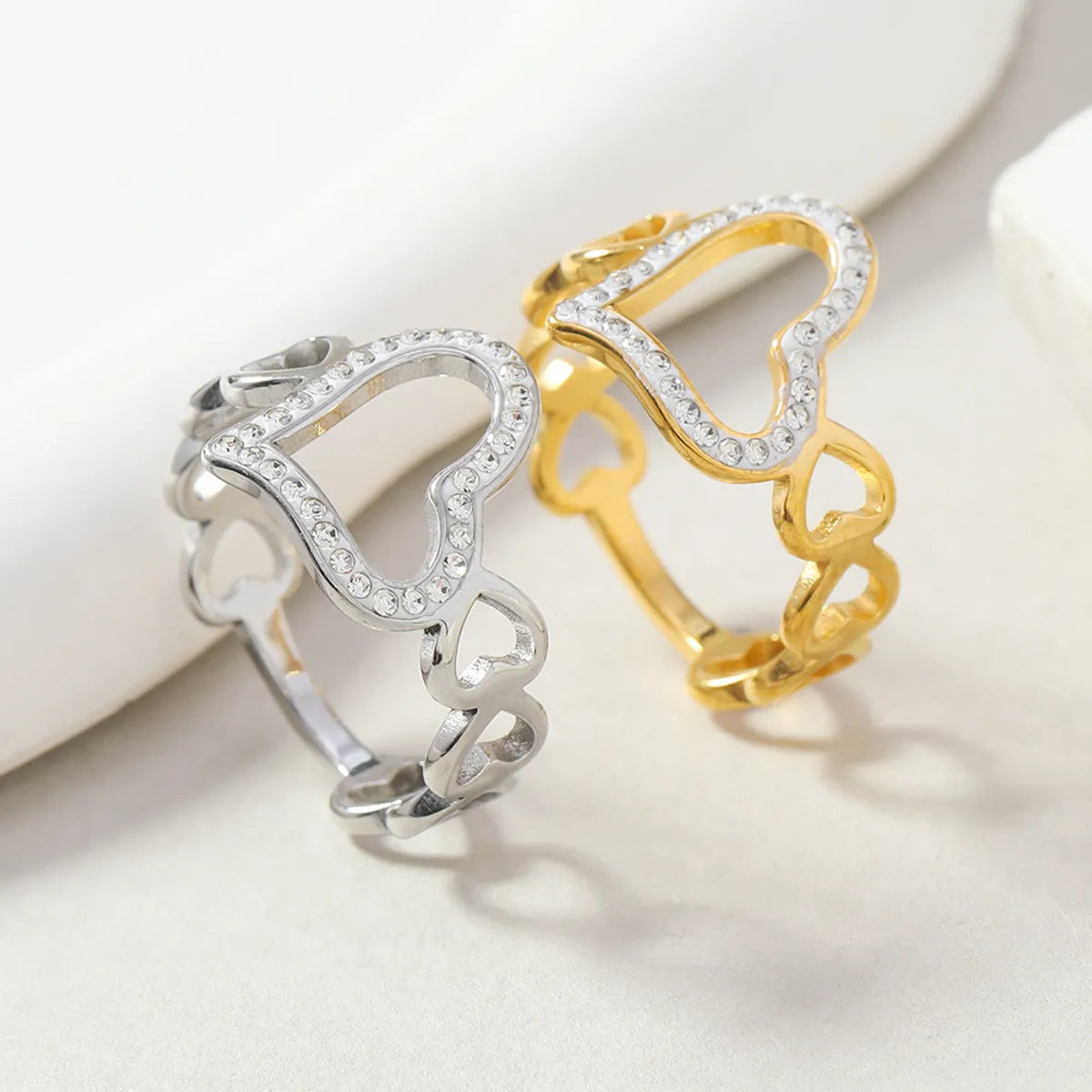 Wholesale Jewelry Simple Style Heart Shape Titanium Steel Rings