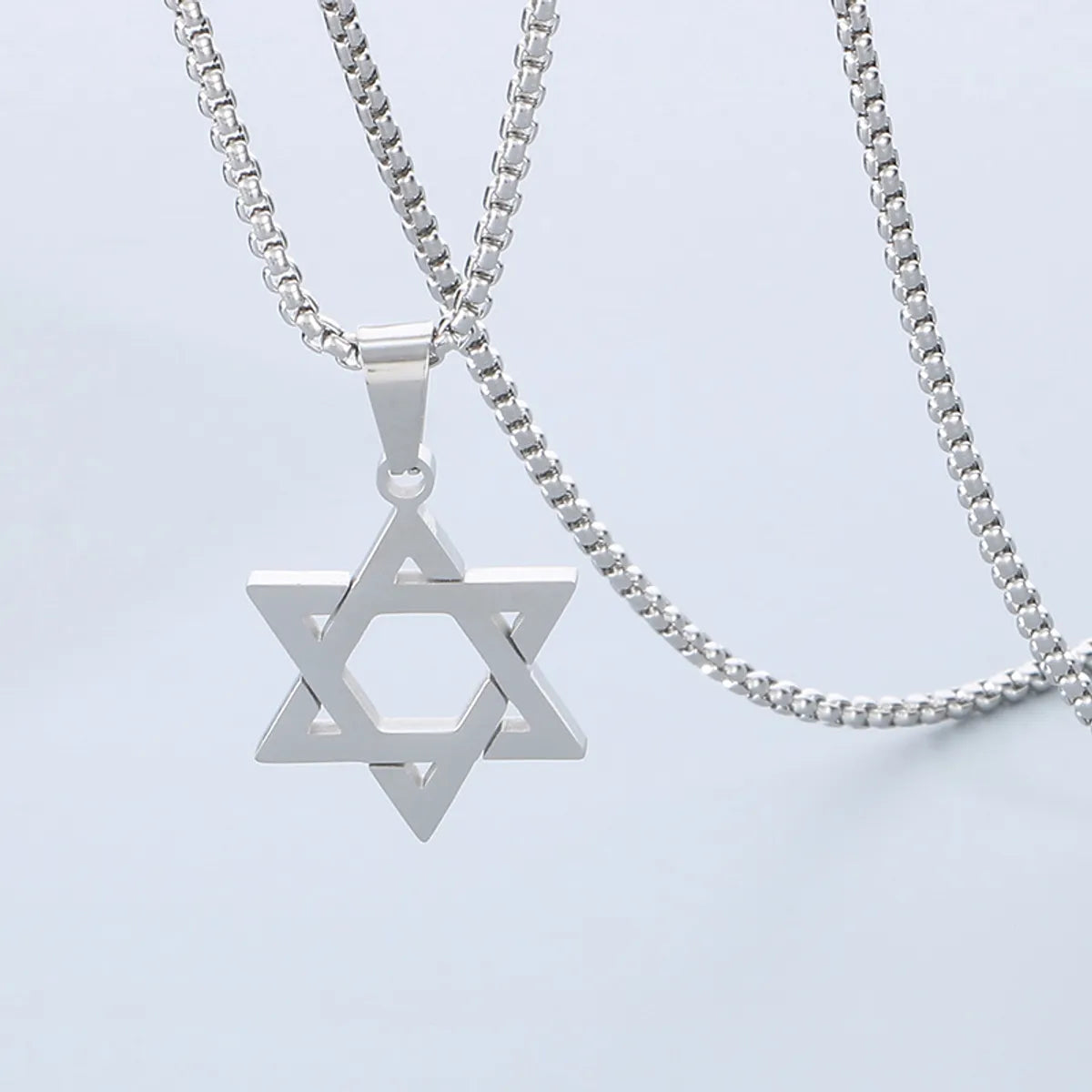 Wholesale Jewelry Simple Style Hexagram 304 Stainless Steel 18K Gold Plated Hollow Out Pendant Necklace