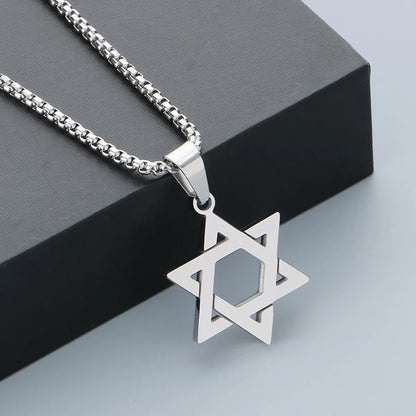 Wholesale Jewelry Simple Style Hexagram 304 Stainless Steel 18K Gold Plated Hollow Out Pendant Necklace