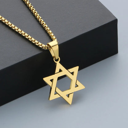 Wholesale Jewelry Simple Style Hexagram 304 Stainless Steel 18K Gold Plated Hollow Out Pendant Necklace