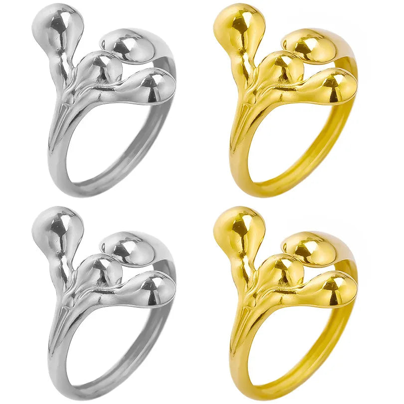 Wholesale Jewelry Simple Style Human Solid Color 304 Stainless Steel 18K Gold Plated Polishing Open Rings