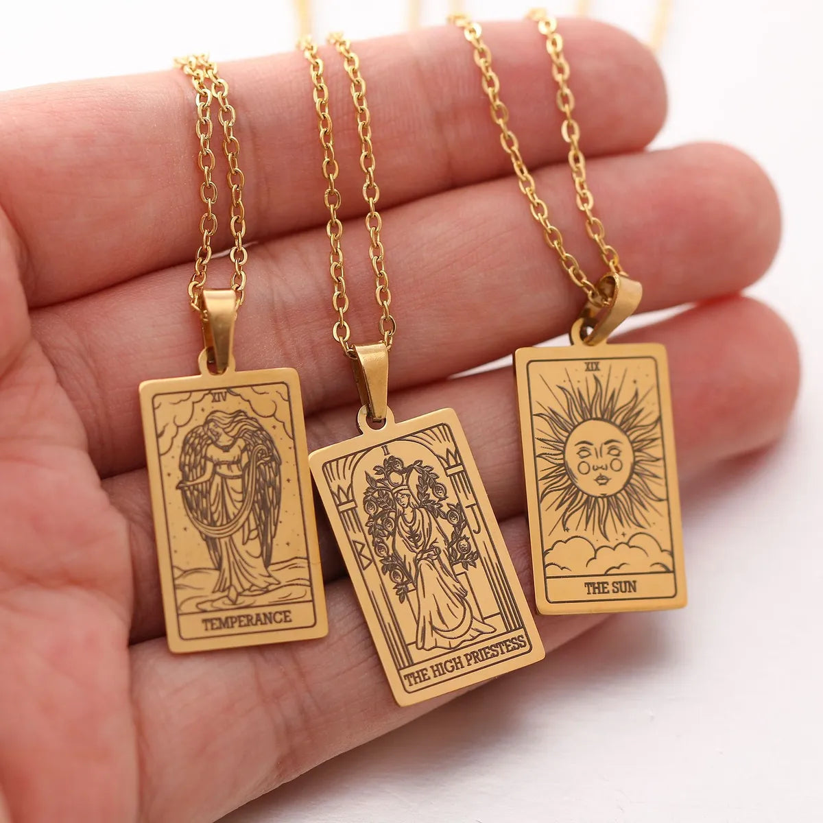 Wholesale Jewelry Simple Style Human Tarot 304 Stainless Steel Plating Pendant Necklace