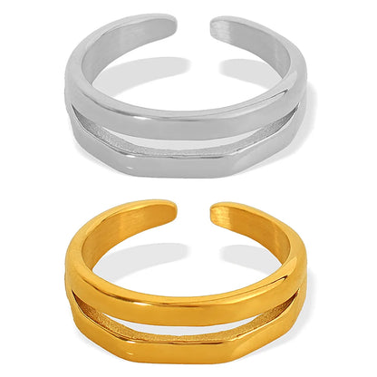 Wholesale Jewelry Simple Style IG Style Geometric Solid Color 304 Stainless Steel 18K Gold Plated Polishing Hollow Out Open Rings