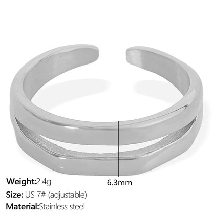 Wholesale Jewelry Simple Style IG Style Geometric Solid Color 304 Stainless Steel 18K Gold Plated Polishing Hollow Out Open Rings