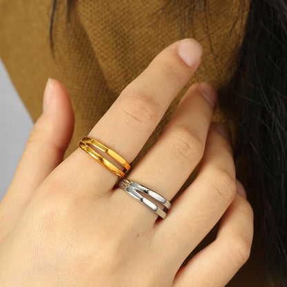 Wholesale Jewelry Simple Style IG Style Geometric Solid Color 304 Stainless Steel 18K Gold Plated Polishing Hollow Out Open Rings