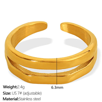 Wholesale Jewelry Simple Style IG Style Geometric Solid Color 304 Stainless Steel 18K Gold Plated Polishing Hollow Out Open Rings