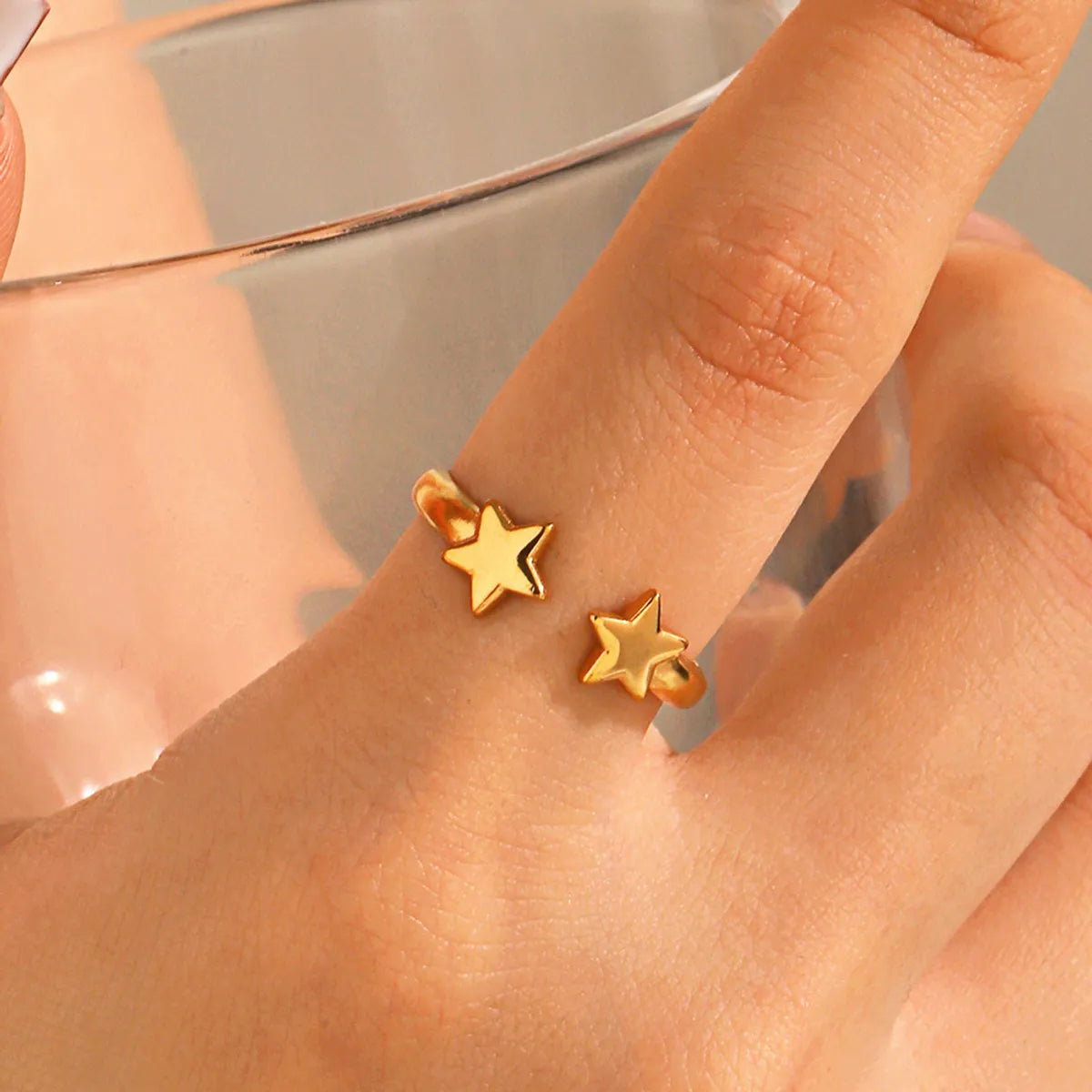 Wholesale Jewelry Simple Style IG Style Star 304 Stainless Steel 18K Gold Plated Open Rings