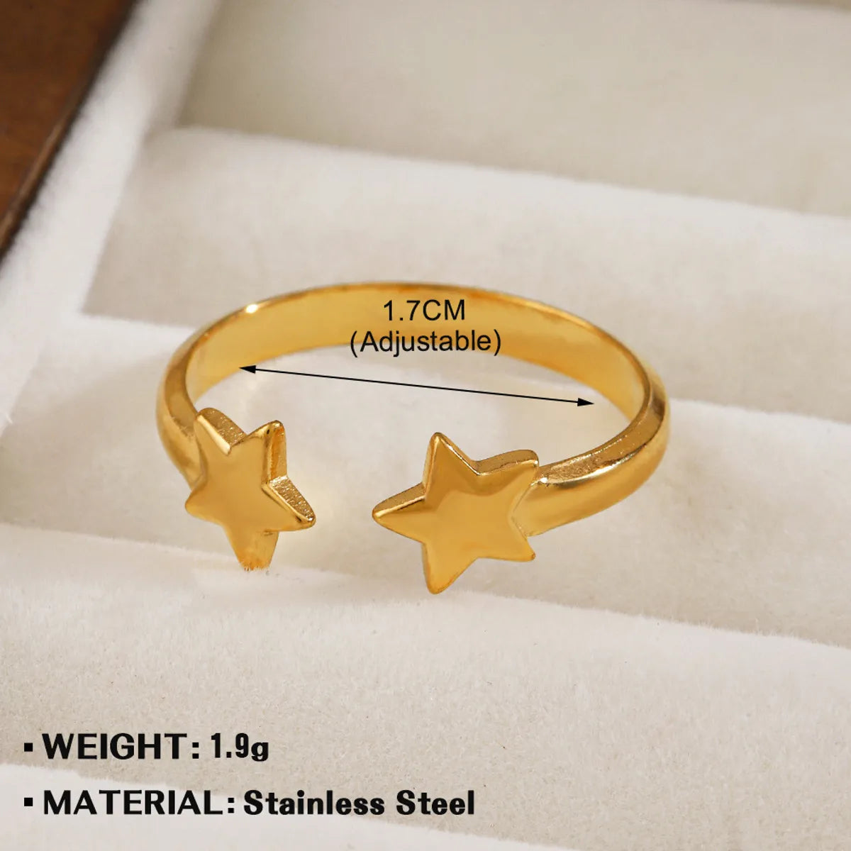 Wholesale Jewelry Simple Style IG Style Star 304 Stainless Steel 18K Gold Plated Open Rings