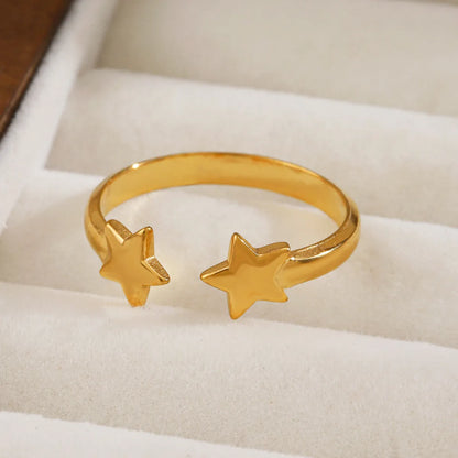 Wholesale Jewelry Simple Style IG Style Star 304 Stainless Steel 18K Gold Plated Open Rings