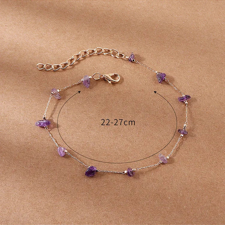 Wholesale Jewelry Simple Style Irregular Natural Stone Copper Anklet