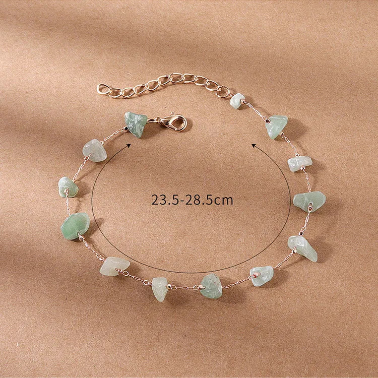 Wholesale Jewelry Simple Style Irregular Natural Stone Copper Anklet