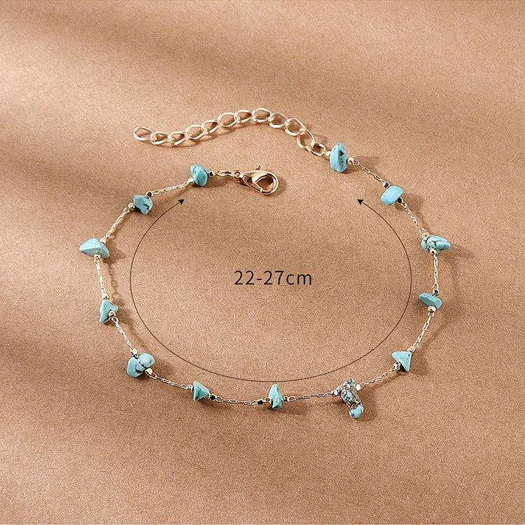 Wholesale Jewelry Simple Style Irregular Natural Stone Copper Anklet