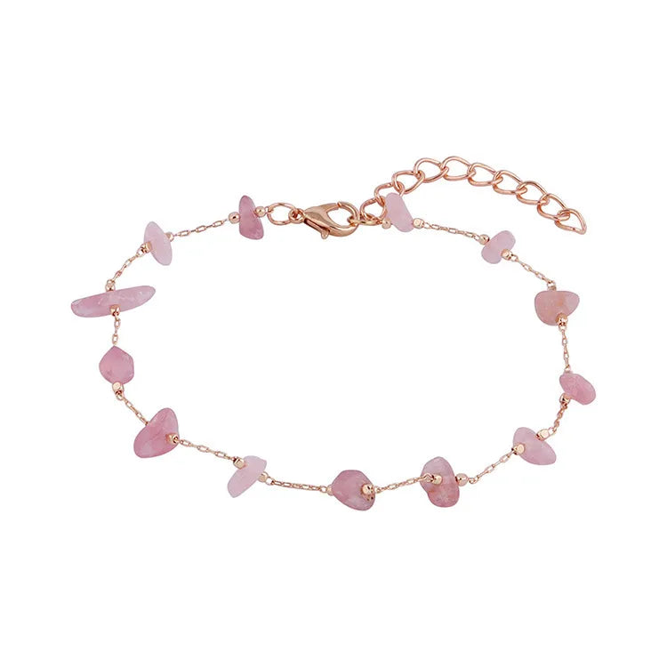 Wholesale Jewelry Simple Style Irregular Natural Stone Copper Anklet