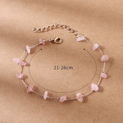 Wholesale Jewelry Simple Style Irregular Natural Stone Copper Anklet